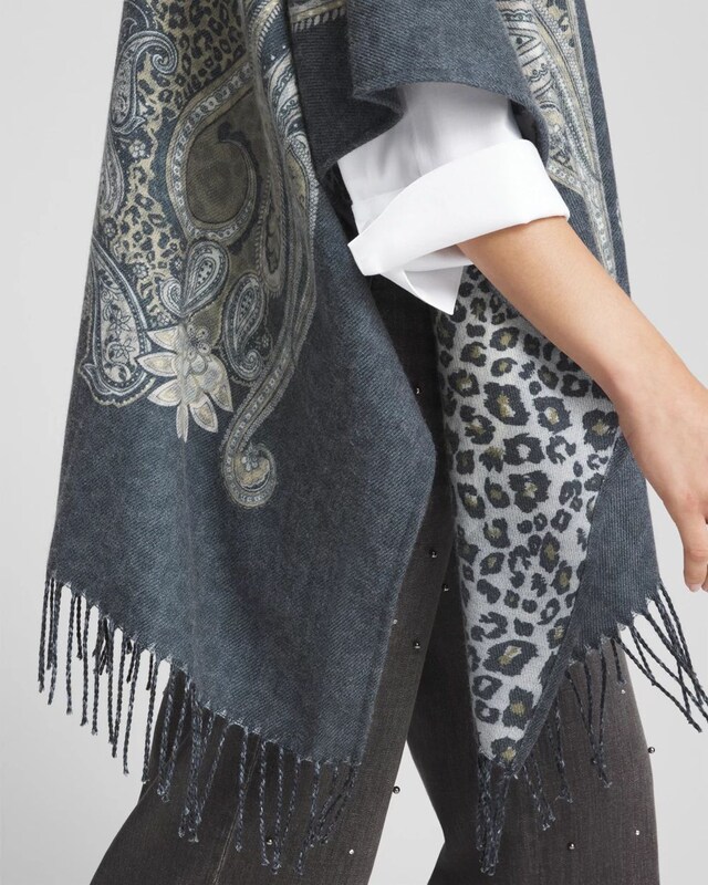 Paisley Leopard Reversible Ruana - image 4